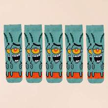 SpongeBob SquarePants 1Pair Random SquarePants Cartoon Crew Socks, For Streetwear & Casual Looks, Cute For School Uniform & Daily Wear - Multicolor - View 11