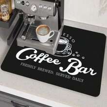 1pc,Coffee Bar Counter Mat, Water-Absorbing Coffee Machine Drying Mat, Stain-Resistant And Splash-Proof Countertop Mat With Vintage And Rustic Coffee Patterns, Various Farm-Style Designs. Size L Measures 30*50 Cm. - Multicolor - View 3