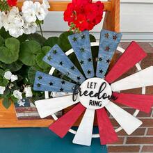 Patriotic Door Sign 4th Of July Wreaths For Front Door Welcome Hanger Wooden Independence Day Decoration Vintage Red White Blue 250th Anniversary For Memorial Decor Wall - Default - View 1