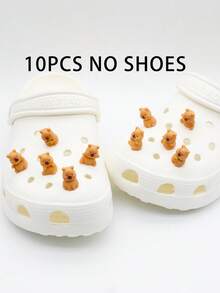 10pcs Cute Mini Capybara Shoe Charms, DIY Shoe Decorations For Clogs - Khaki - View 8