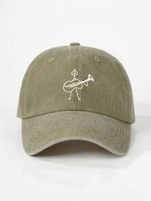 1pc Women's Embroidered Line Art Guitarist Washed Baseball Cap, Outdoor Adjustable Sun Protection Casual Hat, Suitable For Spring/Autumn Travel, Beach Vacation, Men's Sun Hat, Y2K Style Youth Cap - Baseball Cap - View 24
