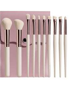 BS-MALL 8pcs Portable White Makeup Brush Set, Travel Makeup Brush Kit With Eyeshadow Brush, Concealer Brush, Eyebrow Brush, Blush Brush For On-The-Go Makeup Touch-Ups - White - View 9