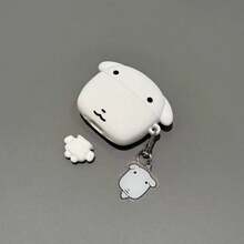 1個可愛白色小狗3D造型耳機保護套，適用於Apple Airpods4/Pro3/Pro2 第2代與第3代，新款矽膠柔軟防護殼 - 白色 - 查看 2
