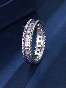 1 pieza Anillo versátil casual con banda retorcida e incrustaciones de circonita para mujeres, joyería elegante y versátil para uso diario, streetwear y desplazamientos, simple y discreto - anillo - Ver 7