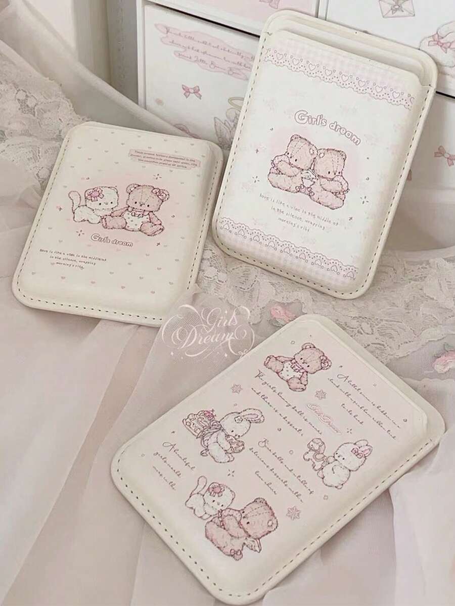 1個時尚韓系女孩夢幻原創兔子熊磁吸卡夾卡套可愛身分證套 適用於Apple磁吸手機殼 - 彩色 - 查看 1