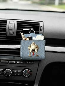 Kotak Penyimpanan Mobil Kreatif Lucu Terbalik Bergambar Ayam Kartun Lucu, Kotak Penyimpanan Ventilasi AC Mobil Gantung di Bagian Depan Interior Mobil, Warna Biru Kabut - Ayam lucu terbalik - View 3