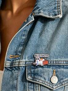 1PC"Business Cat" Funny Enamel Pin, Cute Cat In Suit With Briefcase Brooch, Humorous Office Cat Badge For Denim Jackets Backpacks, Sarcastic Work Gift - Multicolor - View 6