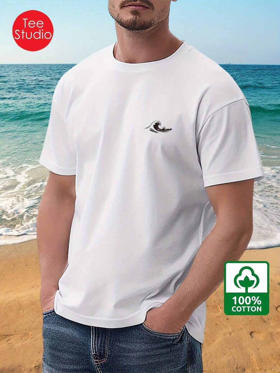 T24-T240923-S Wave 180G Camiseta de manga corta estampada para hombre