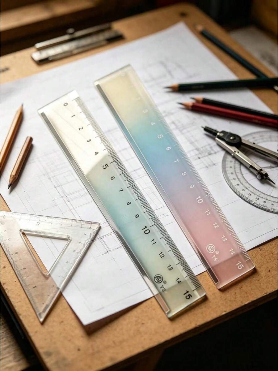 1pc/5pcs/15pcs 15cm Single-Sided Scale Transparent Plastic Straight Ruler, Suitable For Classroom Learning, Office Drawing, Essential School Supplies For Students, Back To School - Single Piece - View 1