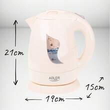 Adler Elektrischer Wasserkocher Kabelloser Wasserkocher Wasserkocher mit schnellem Kochvorgang 1L 850W Trockengehschutz Automatische Abschaltung Abnehmbarer Kalkfilter 360° Basis Kabelaufbewahrung Beige - EU E-Typ Stecker (220-240V) - Übersicht 10