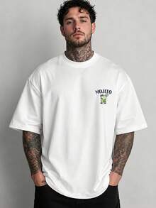 Men's Casual Short Sleeve T-Shirt With Graphic Print, Round Neck, Summer - 白色 - 查看 2