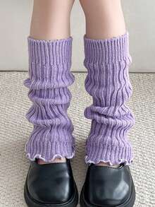 1 Pair Princess Style Vertical Striped Frill Trim Leg Warmers, Warm Knee/Leg Protector For Kids, All Season - Multicolor - View 15