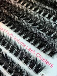 300 Pcs D Curl Fluffy Lash Clusters 60D+80D+100D Individual Eyelash Natural Look Thick Cluster Eyelash Extensions Wispy Lashes Clusters Individual Lashes 8-16mm Volume Cluster Lashes For Daily And Party Wear False Eyelashes Pack - D - View 6