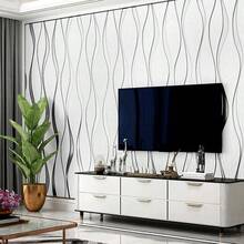 1 Roll White Striped Vinyl Wallpaper Modern 3D Water Ripple Thickened PVC Material Suitable For Living Room Bedroom Kitchen Home Decor Easy Installation DIY Simple Installation Sticker Cover Film Wallpaper 17.7inX39.3/118.1/196.8/393.8in - White - View 4