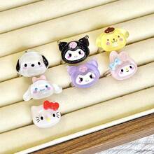 SANRIO 卡通布丁狗 My Melody 戒指 可愛 Kuromi 貓咪開口戒 Hello Kitty 貓咪戒指 樹脂可愛肉桂狗戒指組 生日禮物 節日禮物，適合青少年，適合青少年 - 多色 - 查看 5