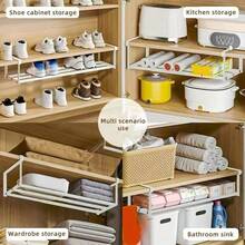 Baofeng 1pc Retractable Shoe Rack - Space-Saving Metal Storage Organizer With Adjustable Shelves, Classic Design For Home And Office, Shoe Storage Organizer, Shoe Cabinet - Multicolor - View 11