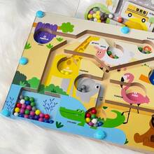 Wooden Magnetic Maze Toy, Color Sorting And Counting Beads Maze Game, Children's Magnetic Puzzle Board, Interactive Fine Motor Skills Activity Toy, Preschool Color Matching Game, Busy Board Learning Toy, Gift For Boys And Girls - Multicolor - View 7