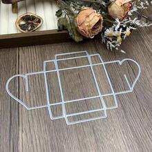 Troquel de corte 3D para caja de caramelos con ventana, adecuado para hacer tarjetas, cajas de regalo, scrapbooking DIY, diarios, manualidades de papel decorativo en relieve - blanco plateado - Ver 5
