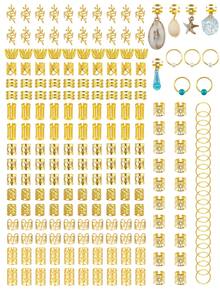 220件金色髮飾 編髮配件 女用金屬髮環髮箍 髒辮飾品 編髮裝飾 - 金色 - 查看 4