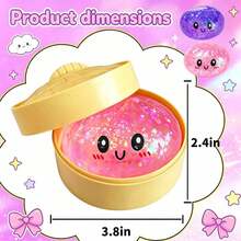 Gradient Glitter Soft Dumpling Squishy 1PCS Or 4PCS With Steamer Box, Assorted Color Pick, Slow Rising Squeeze Office Desk Stress Anxiety Relief Fidget - Multicolor - View 2
