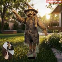 2D Flat, Humorous Cartoon Style Scarecrow Garden Decor, Acrylic Outdoor Farmhouse Decoration, Perfect For Home And Garden, Ideal Gift For Mother's Day, Father's Day, Graduation, Outdoor Decor | Humorous Garden Decor | Durable Plastic Decoration, Garden Decor. - 1PC - View 2