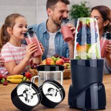 Adler Personal Blender Blend & Go Blender Smoothie Set 1200W 700ml 500ml 300ml Bottles Pulse Ice Crush 4-Blade & 2-Blade Overheat Protection Black - EU E Type Plug(220-240V) - View 9