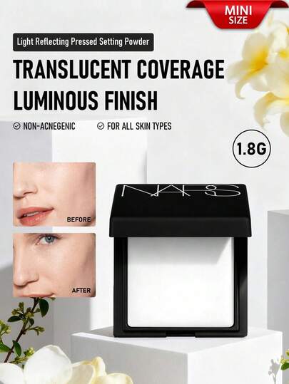  Nars Crystal Translucent Light Reflecting Pressed Setting Powder, 1.8g/0.06oz | Translucent Setting Powder, Creates A Smooth, Matte Finish | Light-Reflecting Formula, Gives Skin A Natural Glow | Long-Lasting Oil Control, Prevents Shine | Silky, Blendable Texture, Creates A Flawless Airbrushed Look