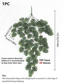 1pc Artificial Vine Plastic Ball-Shaped Leaf Bouquet Hanging Decoration Fake Leaves Autumn Decor Wedding Vase Home Restaurant Bedroom Decoration Holiday Birthday Party Accessories Outdoor Garden Decoration - Green - View 3