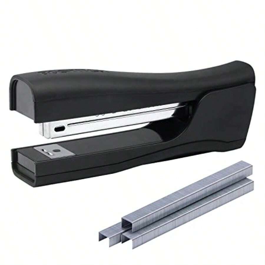 Bostitch Office Eco-Friendly Dynamo - Grapadora de pie 4 en 1, incluye 420 grapas, capacidad de 20 hojas, sacapuntas de lápiz integrado, removedor de grapas y almacenamiento de grapas, color negro - medianoche - Ver 1
