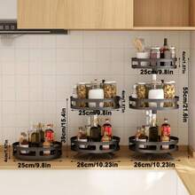 1pc Rotating Multi-Layer Metal Spice Rack, Adjustable Kitchen Condiment Organizer - Multicolor - View 13