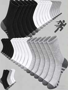 60/50 Pairs Comfortable Men's Sports Boat Socks, Suitable For Outdoor Casual Wear, All-Season White Antibacterial Odor-Resistant Moisture-Wicking Thick Sports Socks. Comfortable Daily Wear Unisex Casual Socks - Multicolor - View 1