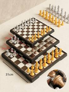 1 Set Magnetic Chess Set, Gold And Silver Pieces, 3 Sizes (19cm/24cm/31cm) Foldable Chessboard With Built-In Storage, Portable Travel Strategy Game, Suitable For Children, Adults, Students, Birthday And Holiday Gift - Multicolor - View 2