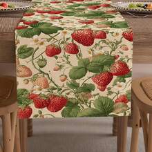 1 pièce de drapeau de table de cuisine réutilisable quotidien, avec des motifs de fraises, de fleurs, de nœuds et de campagne vintage, fabriqué en tissu de lin, convient pour la décoration de table à la maison, la décoration de fête, les fournitures de fête, les décorations de vacances et les articles de vacances. Il existe plusieurs tailles au choix, et ils peuvent également être offerts en cadeau. - Multicolore - Voir 10