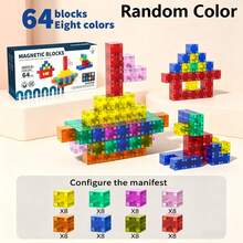 Magnetic Cube Building Blocks Colorful Multi-Color Children Preschool Montessori Sensory STEM Educational Toy DIY Creative Magnetic Construction Bricks Puzzle Game For Boys Girls 3+ Years Old Birthday Gift - Multicolor - View 10
