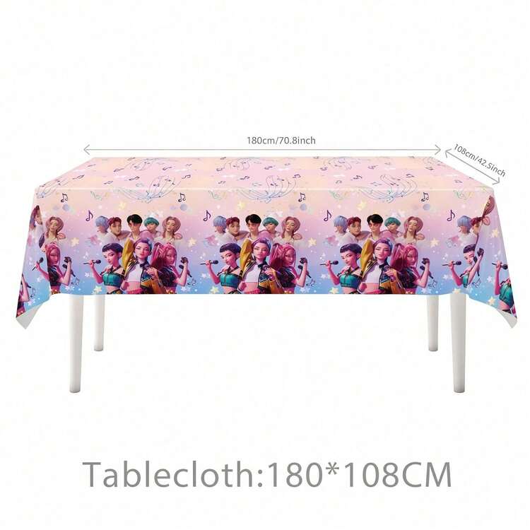 1 cái khăn trải bàn PE dùng một lần chống thấm nước, trang trí tiệc K Pop nhóm nữ săn quỷ Team Hunters, khăn phủ bàn mừng sinh nhật, vật trang trí họp mặt fan, phụ kiện phong cách tạo không khí tiệc vui vẻ độc đáo - Nhiều màu - Xem 5