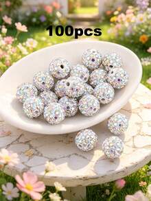 20/50/100pcs Colorful Glass Rhinestone Beads - Mixed Colors, Suitable For DIY Jewelry, Bracelets, Necklaces, Keychains, Party Decorations, Multifunctional Craft Kit With Clay Pen And Earring Hooks For Jewelry Making - Multicolor - View 21