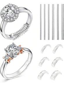 5/1pc Ring Size Adjuster, Loose Ring Protector, Suitable For Any Ring, Never Slips Or Rotates, Invisible Ring Adjuster With Transparent Spiral Spring, Resizing Tool, Diamond Ring Wrapping And Anti-Slip Protective Sleeve. - Multicolor - View 1