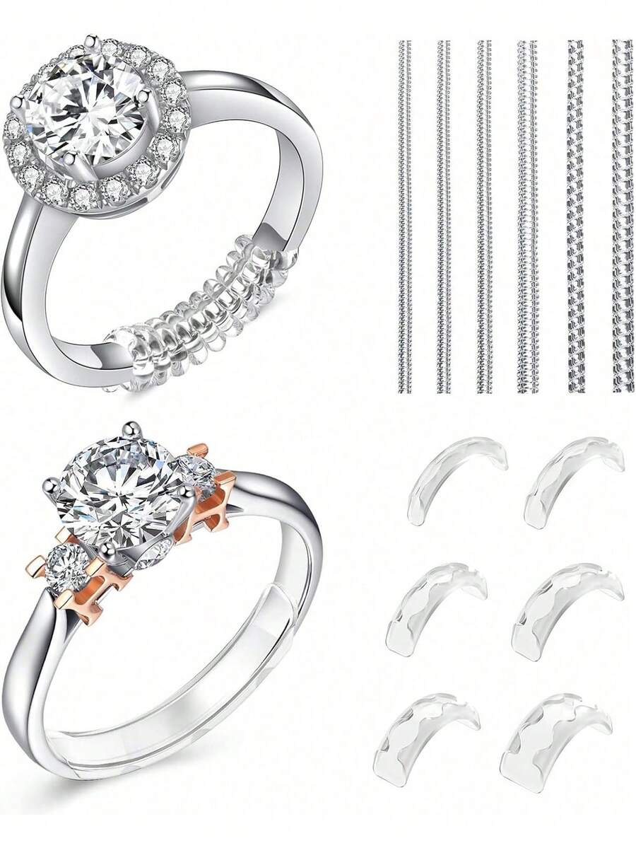 5/1pc Ring Size Adjuster, Loose Ring Protector, Suitable For Any Ring, Never Slips Or Rotates, Invisible Ring Adjuster With Transparent Spiral Spring, Resizing Tool, Diamond Ring Wrapping And Anti-Slip Protective Sleeve. - Multicolor - View 1