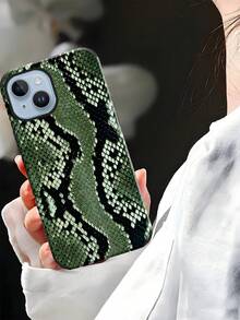 1pc Vintage Green Snake Skin Pattern Faux Leather Soft Protective Phone Case, Shock-Absorbing Design With Speaker Hole, Compatible With Apple 17 Pro Max/16 Pro Max/16 Plus/13 Pro Max/14 Pro Max/13/14/11/12 Pro/11/15 Pro, Galaxy S24 Ultra, Holiday Gift - Green - View 7
