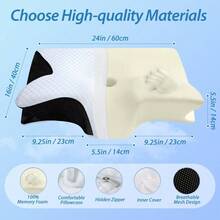 Butterfly Sleep Memory Neck Pillow Slow Rebound Comfortable Memory Foam Sleep Pillow Cervical Orthopedic Neck Massage Bed Pillow - 黑色 - 查看 5
