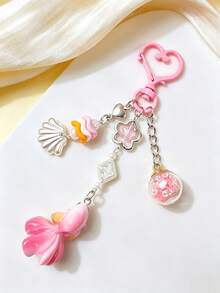 1pc Cute Glass Ball Mermaid Phone Strap, Beaded Pendant Charm - Multicolor - View 7