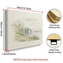 Bộ 1/2 tấm tranh in canvas phong cảnh đồng quê vintage mộc mạc có khung/không khung, hình cây cầu hồ trang trại phong cách Cottagecore, tranh treo tường trang trí hành lang lối vào, phòng khách, phòng ngủ, decor nhà hiện đại - A - Xem 15
