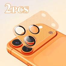 2入裝強化玻璃相機鏡頭保護貼，適用於 iPhone 17 Pro Max 與 17 Pro，防刮設計，簡易安裝，鏡頭保護配件 - 橘色 - 查看 1