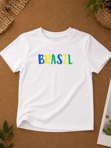T-Shirt/Blouse For The Brazilian National Team, Brazil World Cup, All Sizes, Family, Patriotic, , Soccer, Unisex, Exclusive BrazilCore - 白色 - 多彩的巴西 - 查看 3