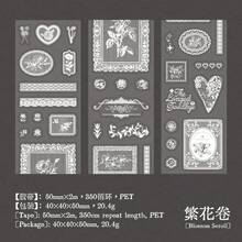 像素玫瑰卷系列PET和纸胶带复古透明蕾丝图案DIY日记底纸装饰剪贴簿用品 - A - 查看 11