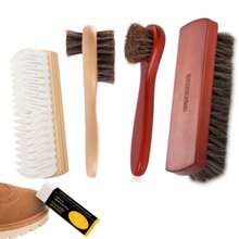 Cepillo de Pelo de Caballo Set de 5 Piezas Cepillo de Zapatos, Cepillo de Cuero, Zapatos de Gamuza, Set de Cuidado de Zapatos, Cepillo de Zapatos para Limpieza o Pulido, Regalo del Día del Padre - Cabello negro - Ver 2