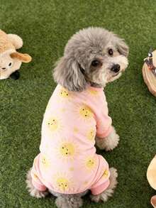 可愛寵物睡衣適合中小型犬貓 - 柔軟透氣、趣味卡通設計睡衣 - 四季舒適、全季節寵物服飾 | 套頭式寵物連身衣 | 寵物衣服、狗狗睡衣 - 粉色 - 查看 5