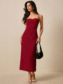 Women Midi Dresses - Bordeaux - View 1