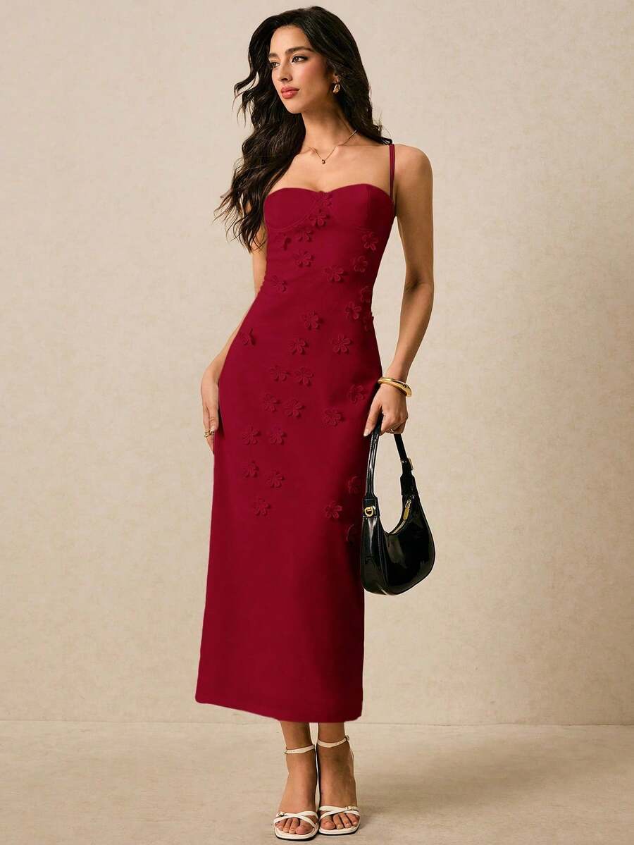 Women Midi Dresses - Bordeaux - View 1
