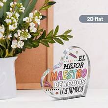 [Graduation Appreciation Memorial] "Best Teacher" Acrylic Decor In Spanish, Colorful Heart-Shaped Transparent Design, Graduation Gift From Students To Homeroom Or Subject Teachers - 1PC - View 3